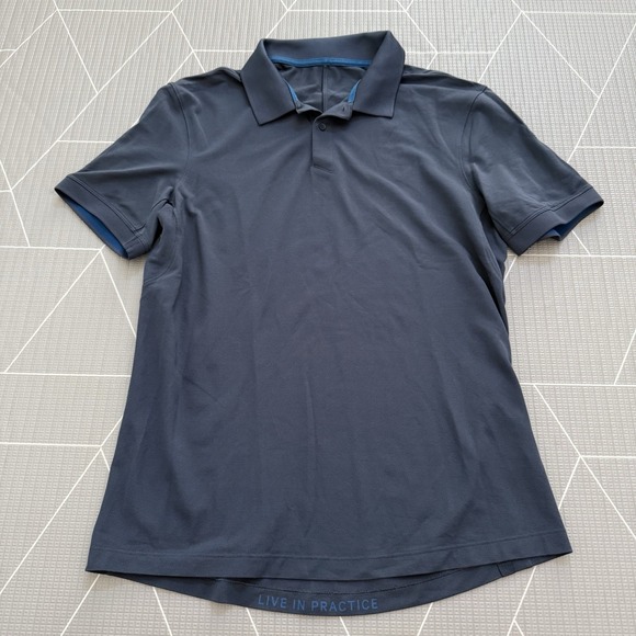 Lululemon Live In Practice Polo Mens M L Gray Short‎ Sleeve Golf Performance - Picture 1 of 5